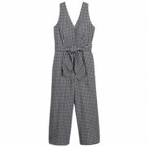 Banana Republic Blue & White Gingham Wrap Jumpsuit